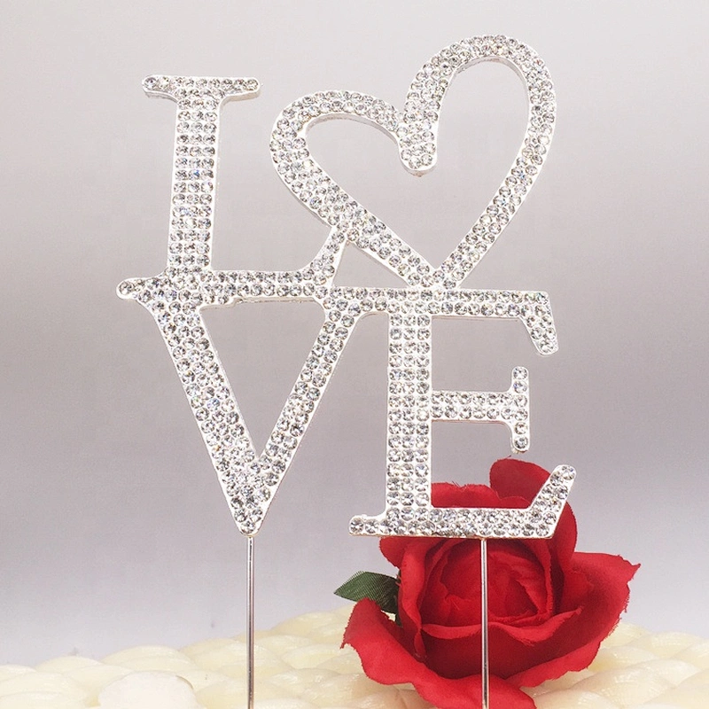 Party supplies decorative wedding love shaped cake topper frozen cake topper