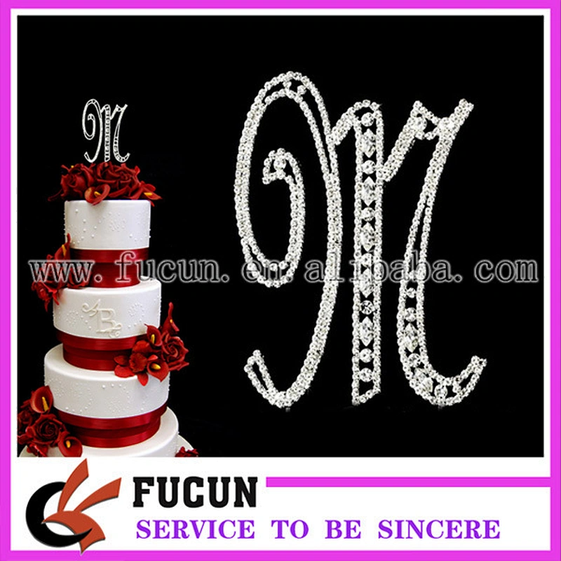 luxurious Marquise acrylic letter M rhinestone cake toppers
