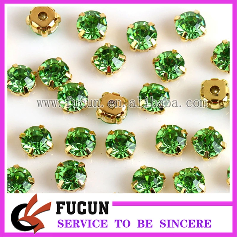 DIY round rhinestones with silver/gold metal settings claw cup sew on rhinestones for wedding dress