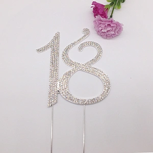 Best Sale 12cm Diamante Dual Numeral 18 Cake Toppers Wedding Birthday Cake Topper