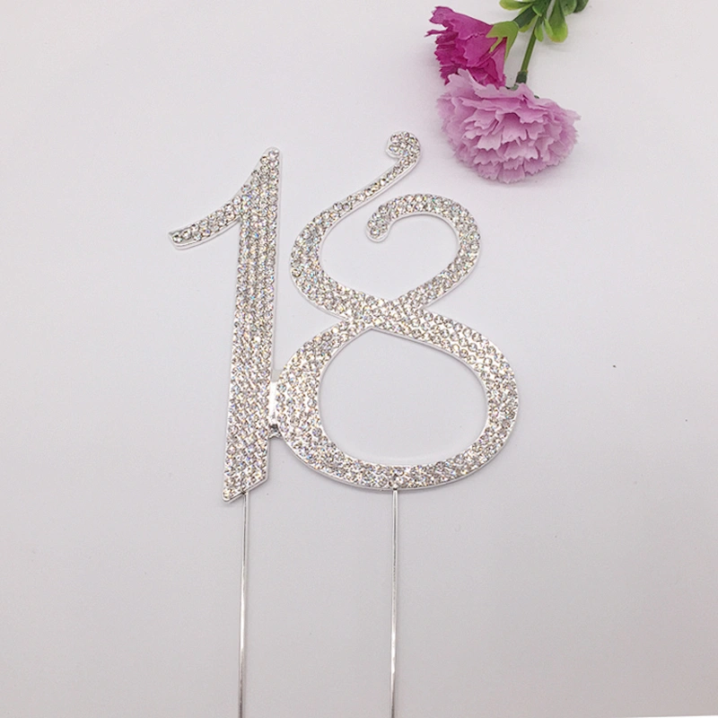 Best Sale 12cm Diamante Dual Numeral 18 Cake Toppers Wedding Birthday Cake Topper