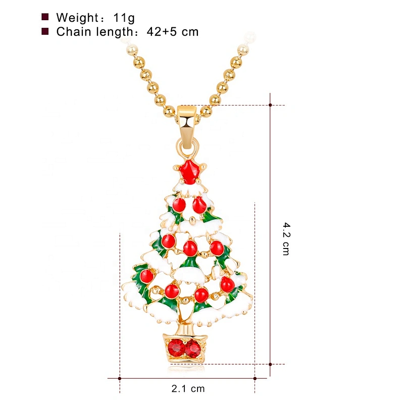 Christmas Gift Rhinestone Christmas Tree Necklace