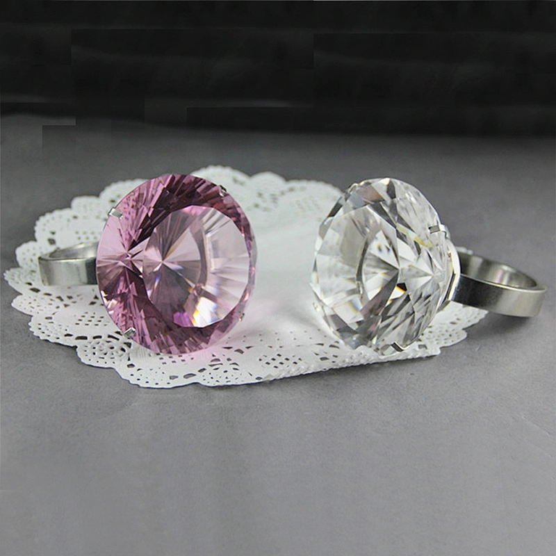 Fancy favor crystal glass diamond napkin rings for hotel folding napkins decors
