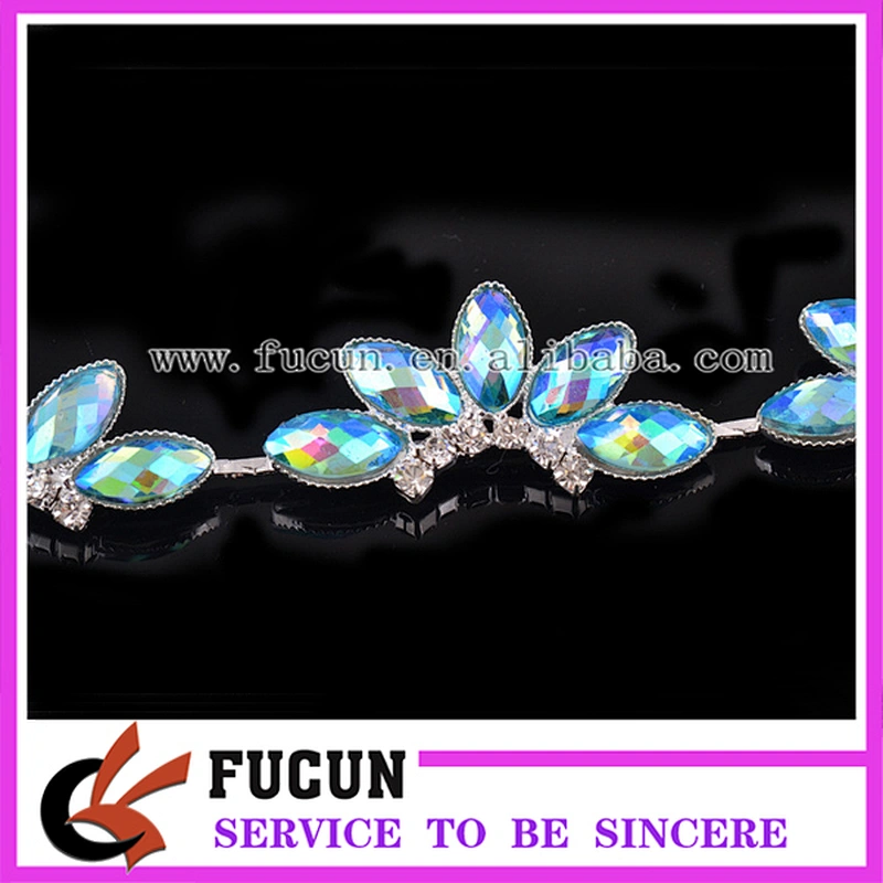 Fashion wholesale AB crystal flower pendant chain decorative rhinestone trim for clothing
