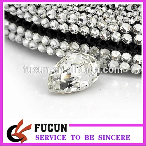 clear teardrop Crystal rhinestones Silver Bottom beads