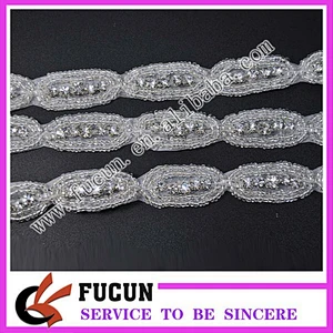 Crystal Clear Silver Beaded Pearl Rhinestone Trim