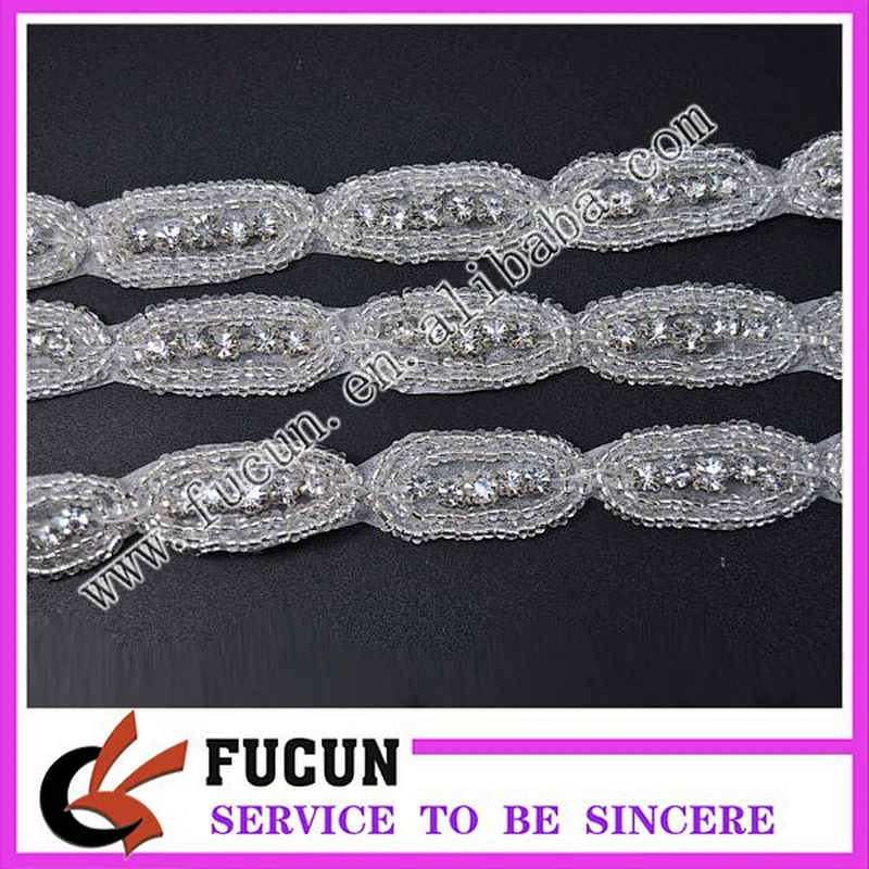 Crystal Clear Silver Beaded Pearl Rhinestone Trim