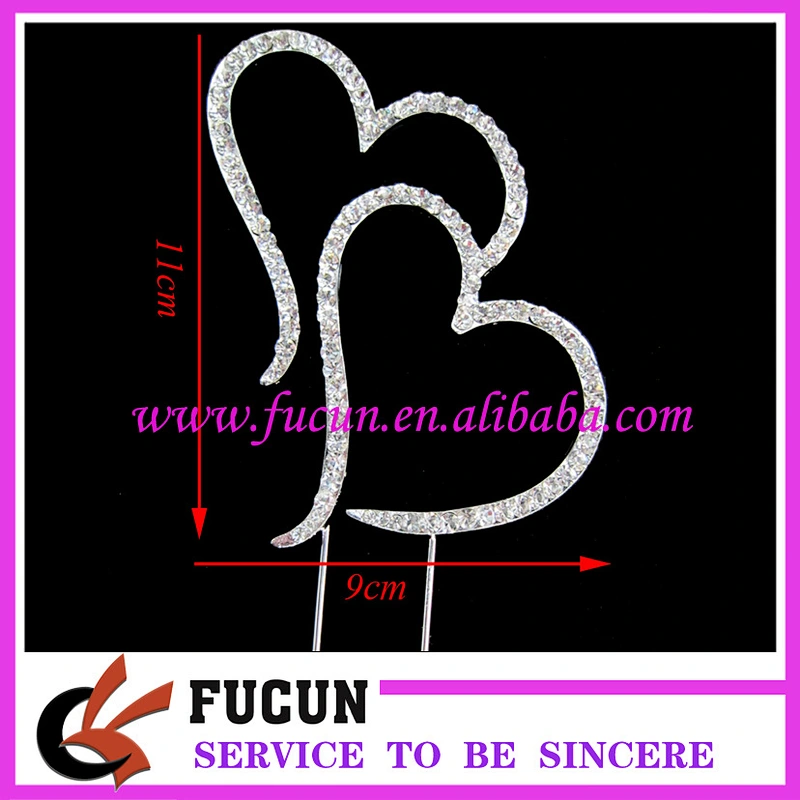 Crystal rhinestone heart diamond cake topper for party supplies/ wedding favors