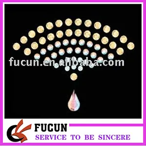 fan hot fix rhinestone motif for garment decoration