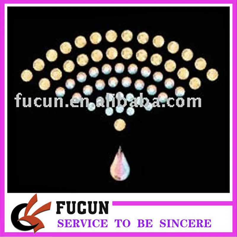 fan hot fix rhinestone motif for garment decoration