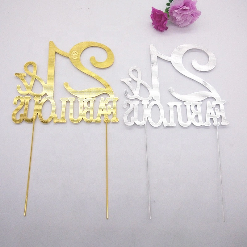 Hot sale Birthday Gift Clear Rhinestone 21 & FABULOUS  Cake Topper