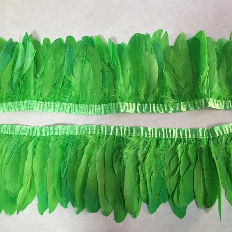 high quality goose down feather artificial bushy plumage orange goose feather fabric trimming for decoration