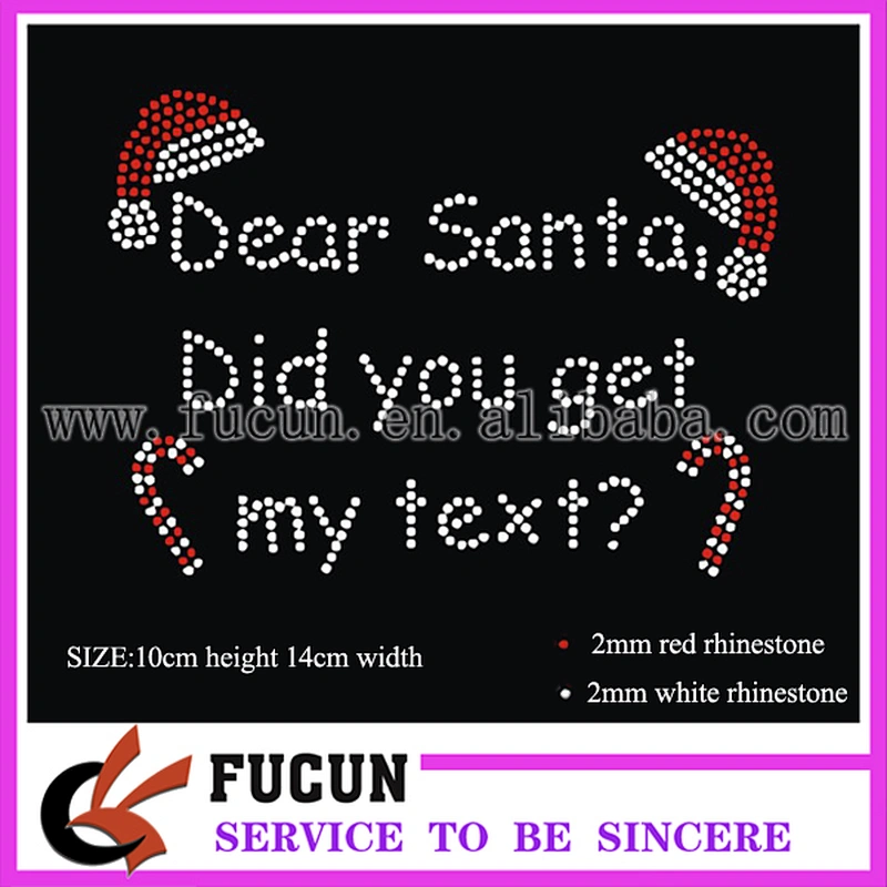 Alibaba Wholesale Christmas Iron On Hot Fix Rhinestone Transfer Motif