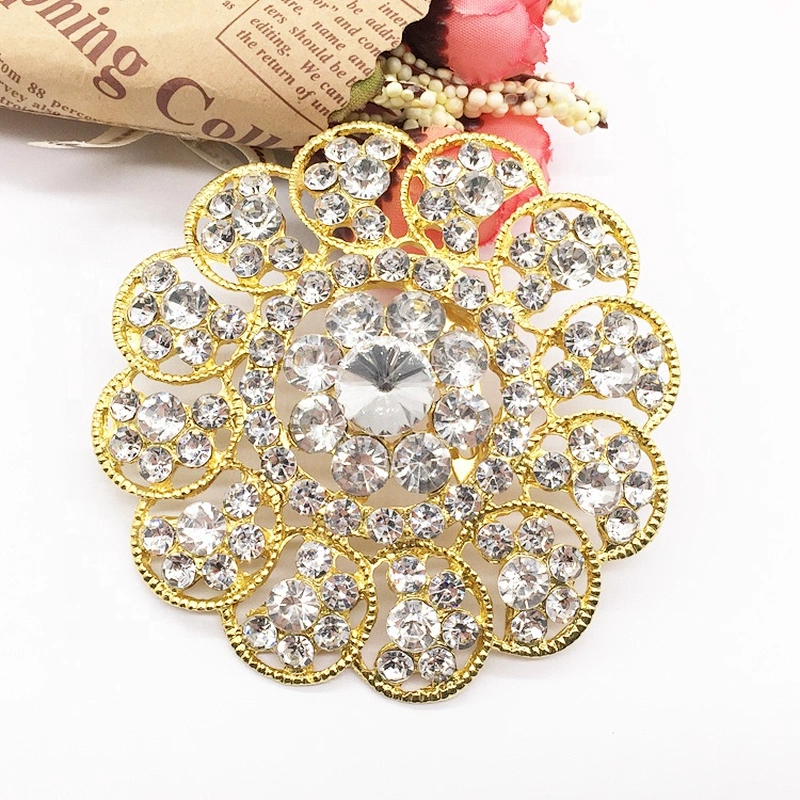 Vintage style glass crystal rhinestones women and men wedding topper brooch extra large wedding brooch