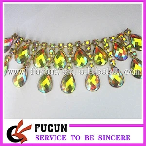 rhinestone flower trimming chain banding decorations for wedding dresses wholesale