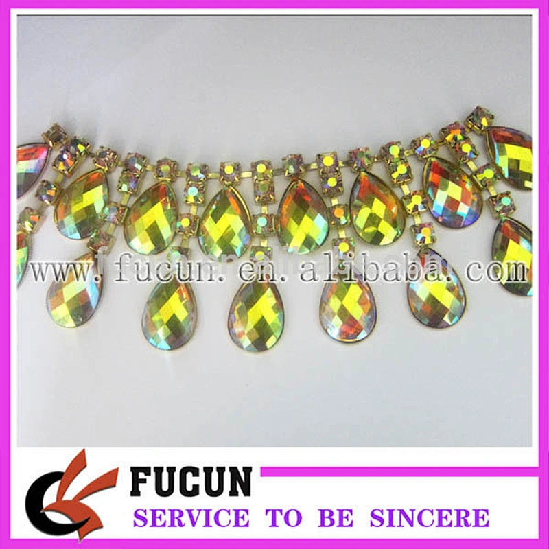rhinestone flower trimming chain banding decorations for wedding dresses wholesale