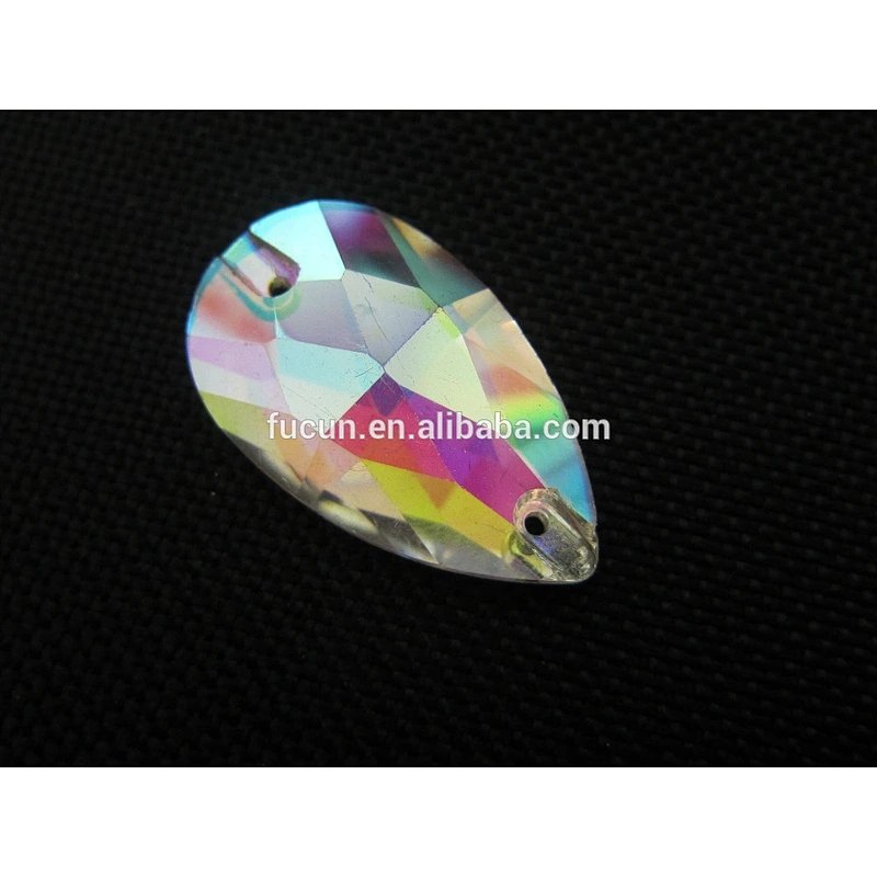 All size Teardrop Sew On Rhinestones Crystal AB Flatback 2 Holes Sewing Stone Glass Crystal