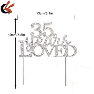 Anniversary Rhinestone Cake Topper 15 25 30 35 40 50 60 years LOVED Cake Topper