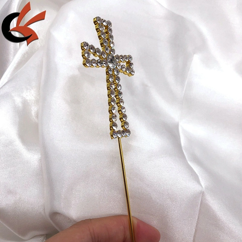 2020 New christening cake decoration gold cross crystal cake topper