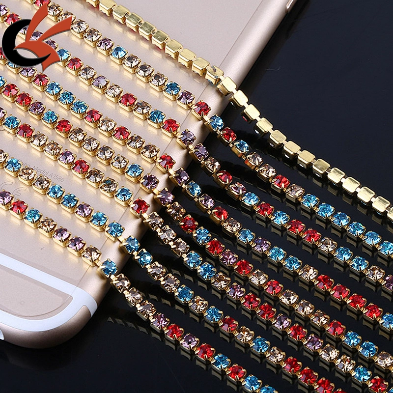 Density Mix Colors Rhinestones Cup Chain Glass Strass trim