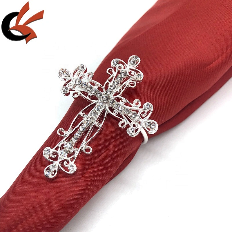 Wedding party christening table decoration rhinestone cross napkin ring holders