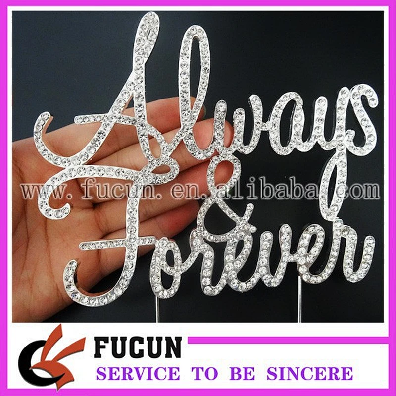 bling Always forever Rhinestone Silver Crystal Monogram Wedding Cake Topper