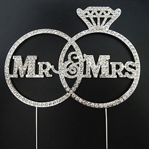 New Rhinestone Diamante Crystal Rhinestone Wedding Mr & Mrs Bling Cake topper