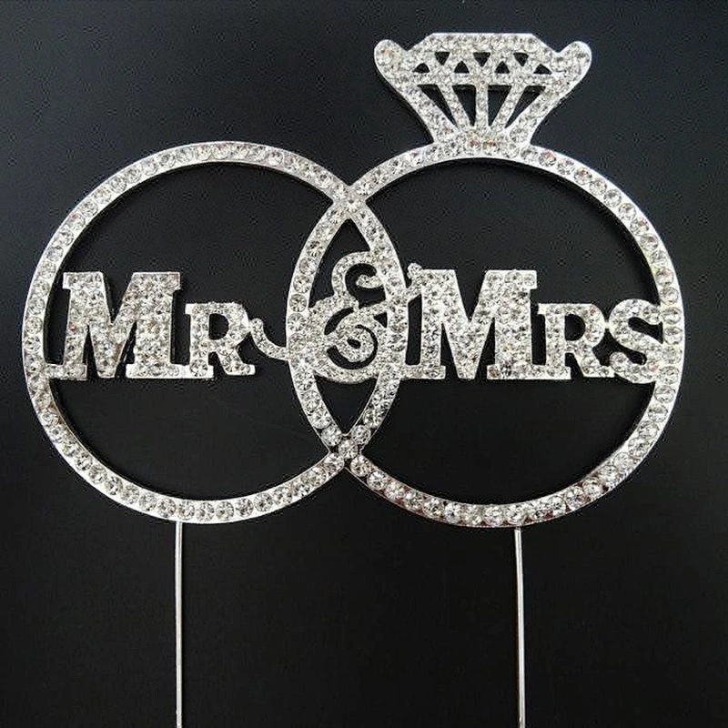 New Rhinestone Diamante Crystal Rhinestone Wedding Mr & Mrs Bling Cake topper