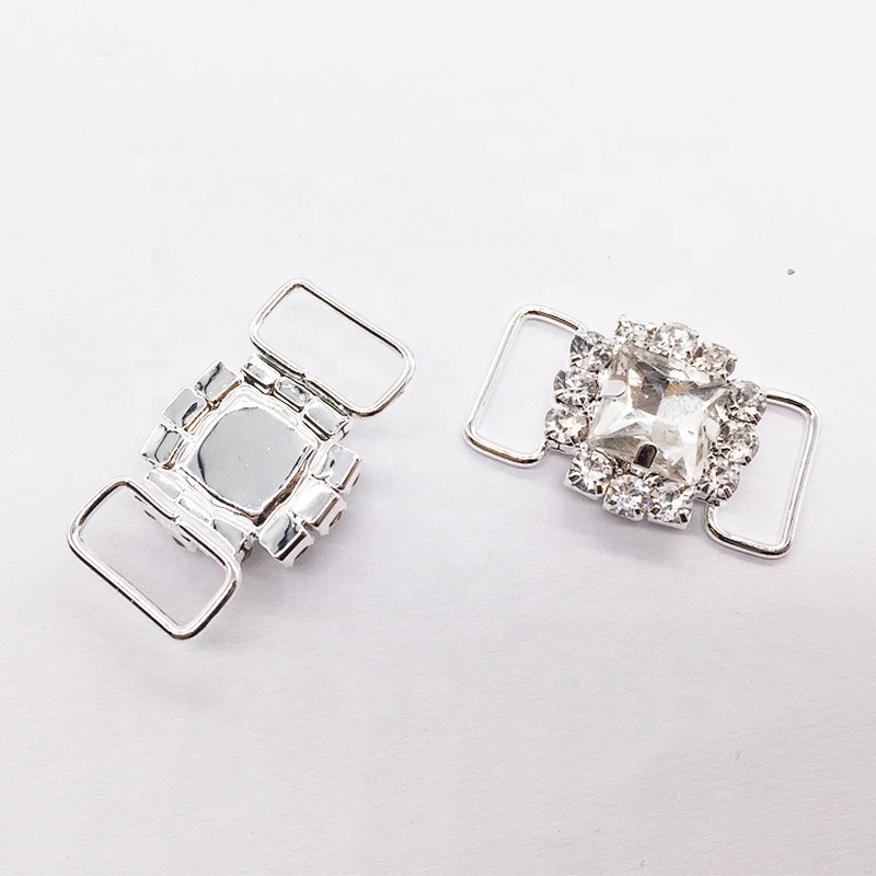 Wholesales Cheap Silver Plated Alloy Crystal Rhinestone Button Bikini Connector