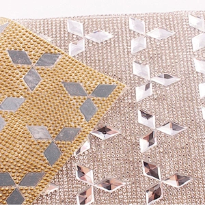 High Quality Wholesale New Fashion Sparkle Crystal Sheet Hot Fix Rhombic Rhinestone Beads Mesh