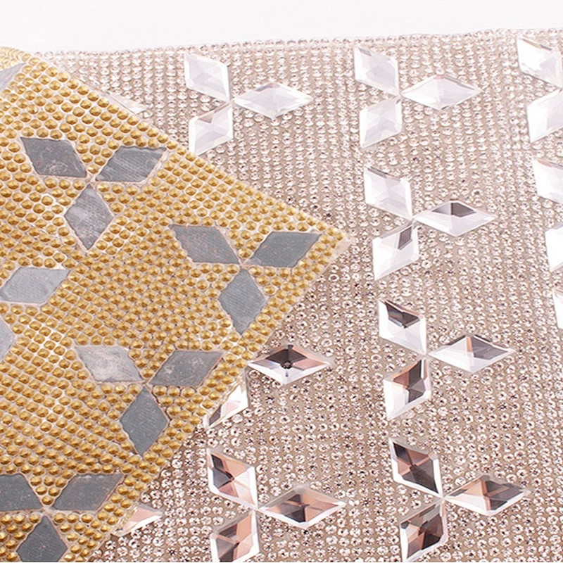 High Quality Wholesale New Fashion Sparkle Crystal Sheet Hot Fix Rhombic Rhinestone Beads Mesh