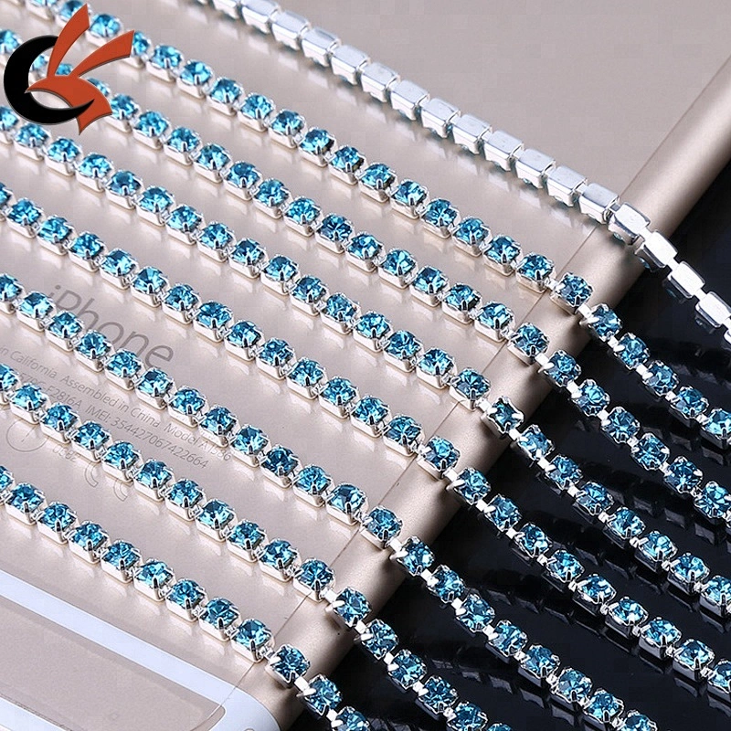 Colour crystal gold tone rhinestone chain roll wedding rhinestone chain