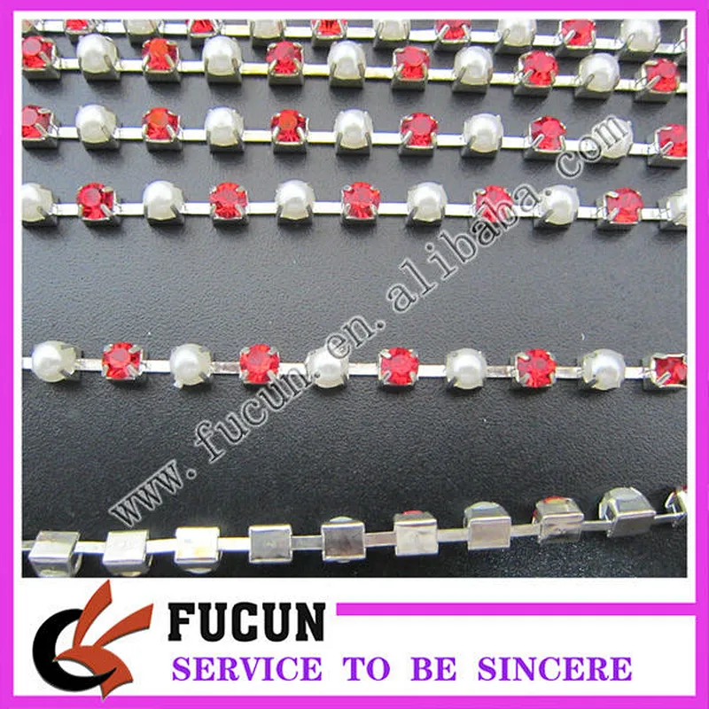 rhinestone and pearl alternate cup chain for decoration