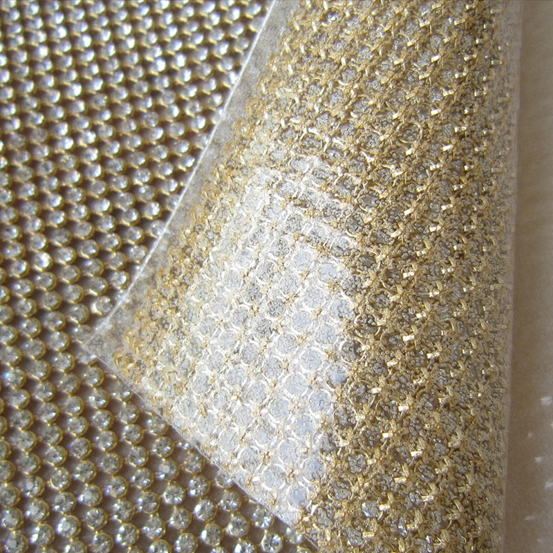 120 * 45 Diamond Roll Gold Hotfix Rhinestone Crystal Aluminum Metal Mesh