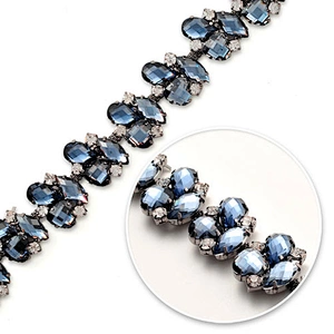 Garment accessories type rhinestone decorations black beaded lace trims
