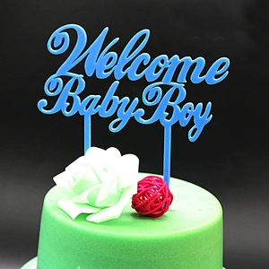 New Product ideas 2018 Welcome Baby Boy Coming Cake Topper for children birthday decor