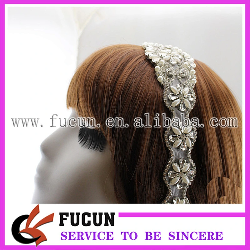 beads embroidery patch headband,crystal wedding sash lace applique flower for girl dresses