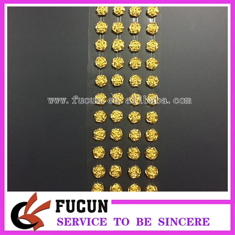2019 New Product Fashion Gold Floral Sticker Colorful Decoration Plastic Flower Sticker