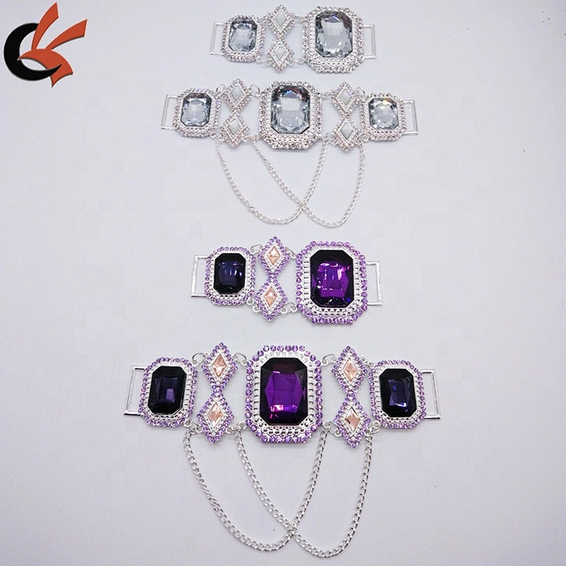2019 new products purple rhinestone Metal bikini connectors