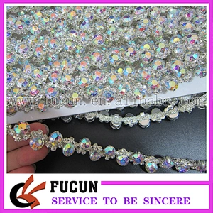 wholesale sparkling wedding Crystal Silver Trim Rhinestone Trimming Cup Chain Style