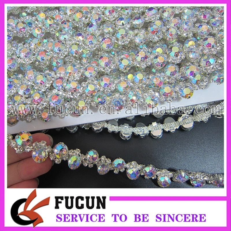 wholesale sparkling wedding Crystal Silver Trim Rhinestone Trimming Cup Chain Style