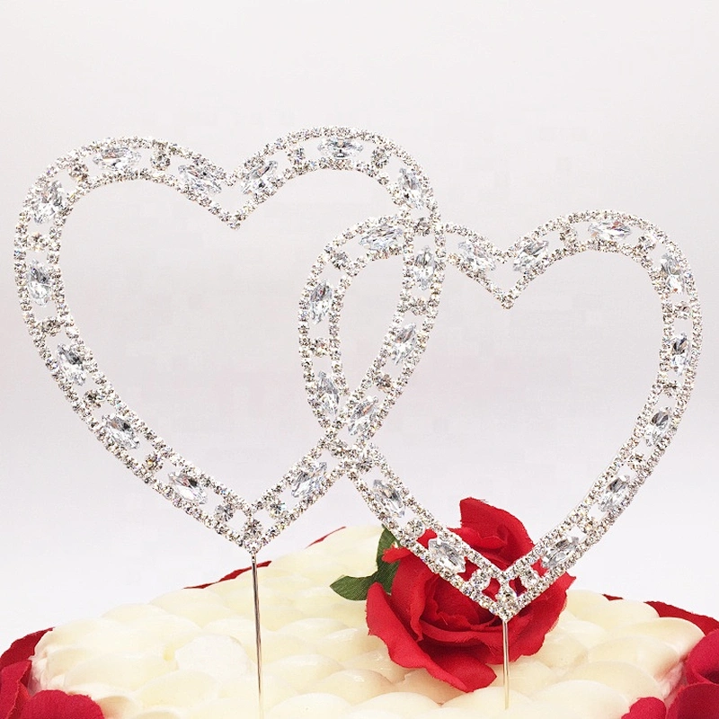 2019 new arrivals wedding favors big design double heart cake card topper