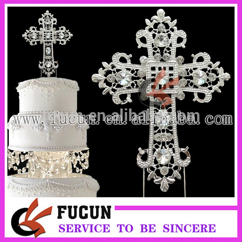 popular 2017 hot sell crystal diamond rhinestone illuminated cross cake toppers party supply