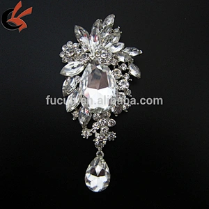 45*96mm Stunning Ornate Bridal Wedding Dress Brooch Crystal Brooch