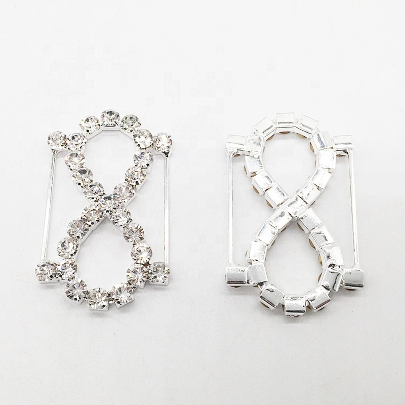 latest popular custom diamante Invitations rhinestone buckle for crystal slider ribbon