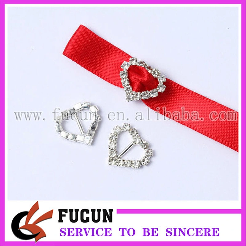 wholesale sparkly heart rhinestone ribbon buckles sliders for party decoration