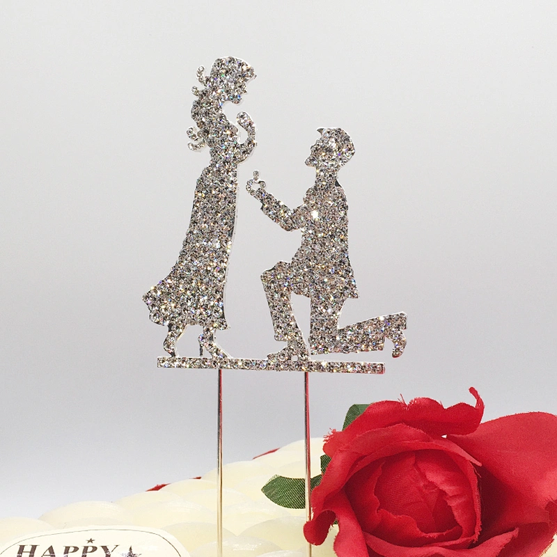 custom decorative crystal rhinestone Mr & Mrs proposal wedding cake toppers