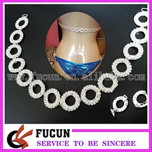 wholesale stunning 2 pc set D shape AB clear rhinestone back connector for bikini