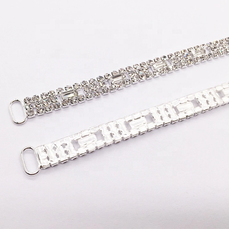 high quality factory paved clear thin rhinestone bikini connector for swimwear suit