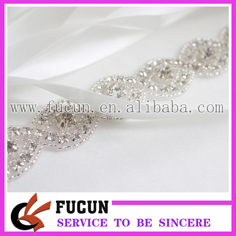 Hot sale diamond fabric trimming,crystal rhinestone sash appliques lace ribbon for wedding dresses decorations